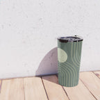 Mid Century Modern Geometric 126 in Forest Green Shades (Rainbow and Sun Abstraction) Travel Mug Gallery Image 4