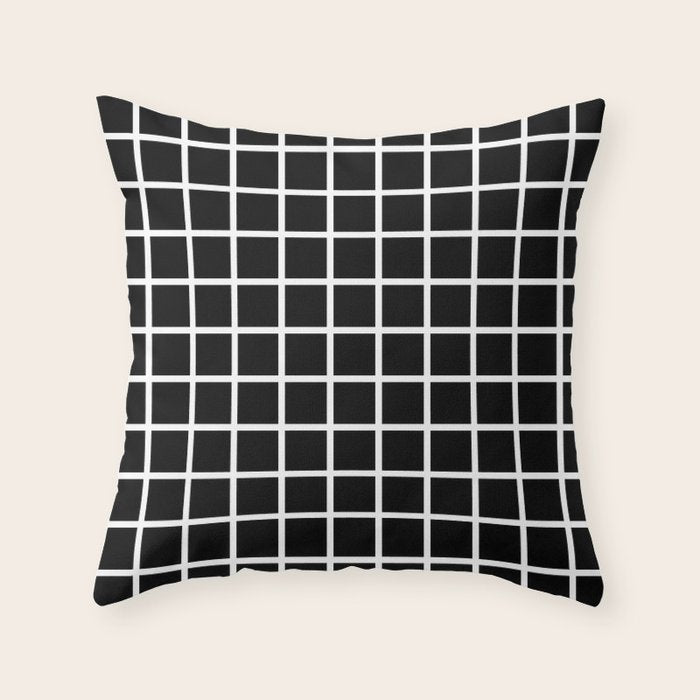 Black & White Grid Throw Pillow Gallery Image 1