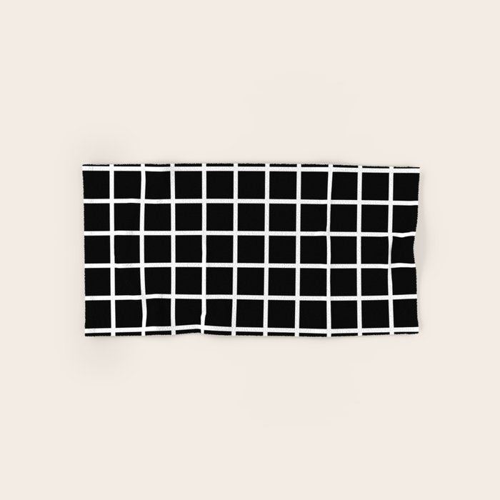 Black & White Grid Bath Towel Gallery Image 1