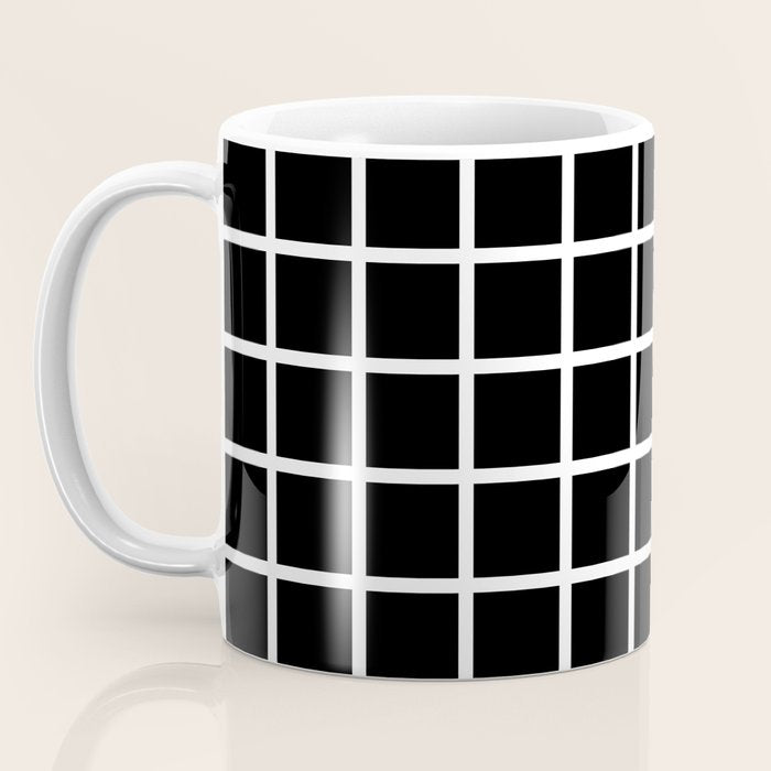 Black & White Grid Coffee Mug Gallery Image 3