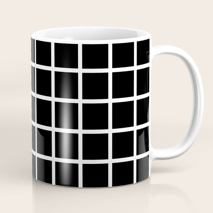 Black & White Grid Coffee Mug Gallery Image 1