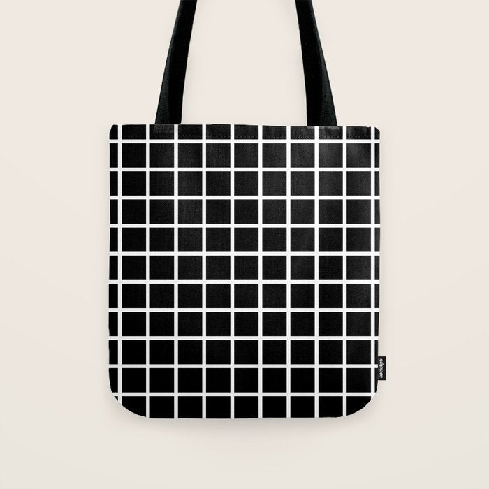 Black & White Grid Tote Bag Gallery Image 1