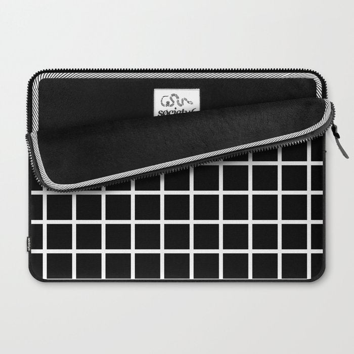 Black & White Grid Laptop Sleeve Gallery Image 2