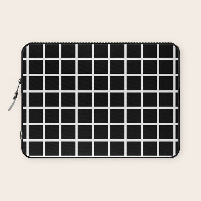Black & White Grid Laptop Sleeve Gallery Image 1