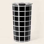 Black & White Grid Travel Mug Gallery Image 1