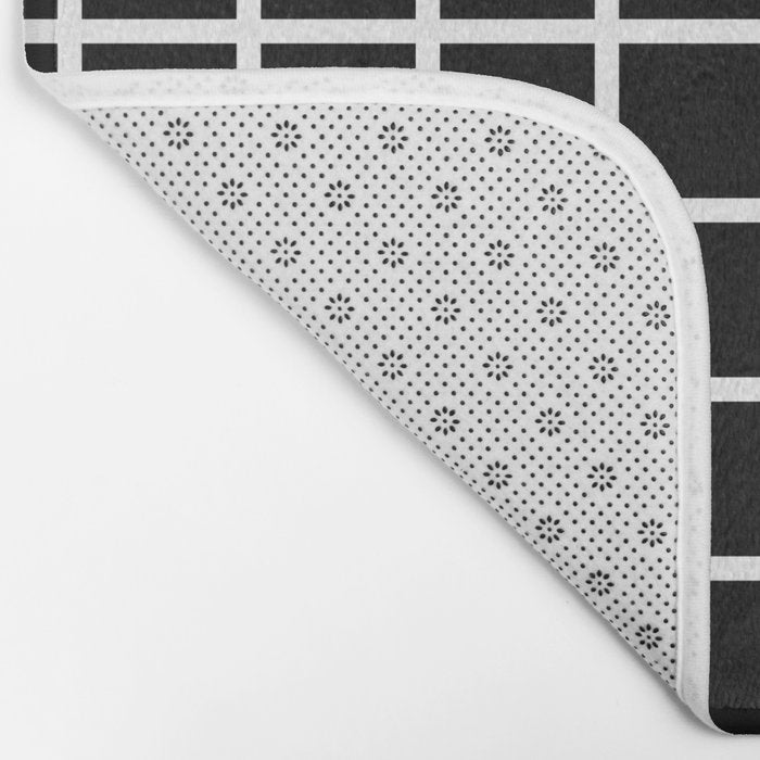 Black & White Grid Bath Mat Gallery Image 2