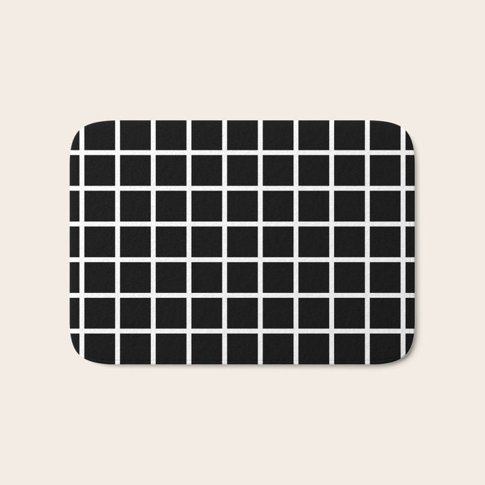 Black & White Grid Bath Mat Gallery Image 1