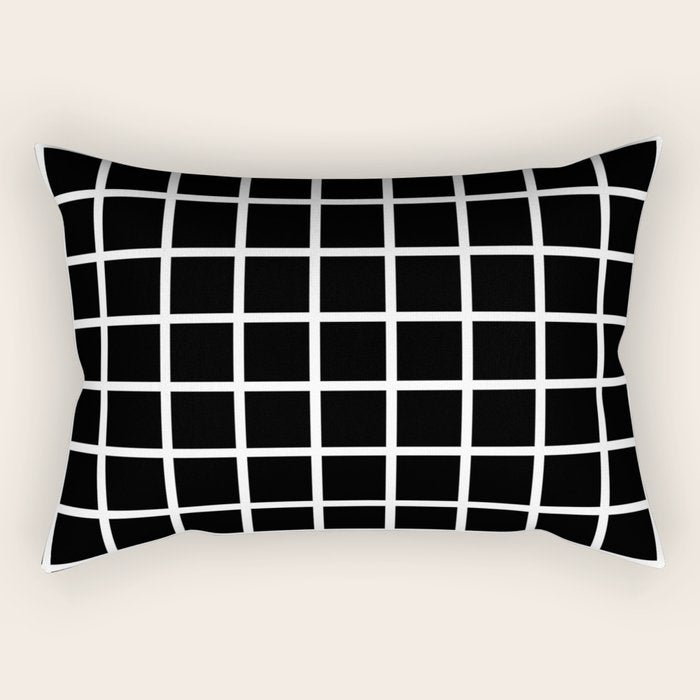 Black & White Grid Rectangular Pillow Gallery Image 2