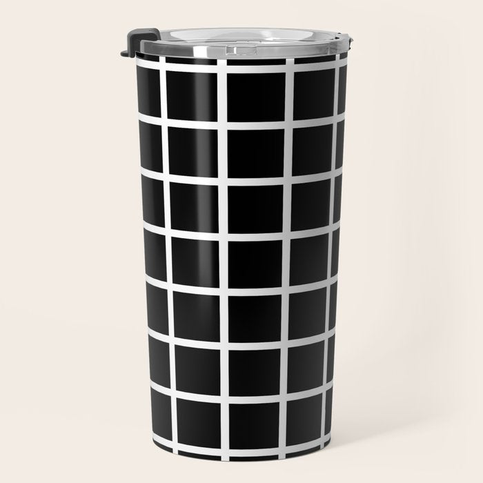Black & White Grid Travel Mug Gallery Image 3