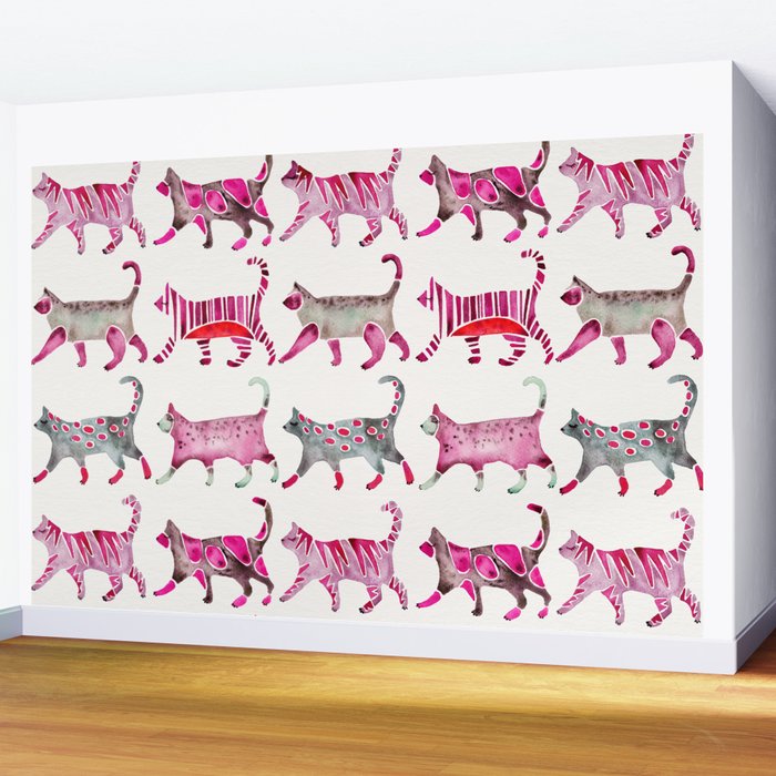Cat Collection - Magenta Palette Wall Mural Gallery Image 2