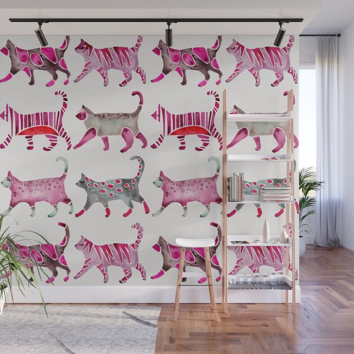 Cat Collection - Magenta Palette Wall Mural Gallery Image 1