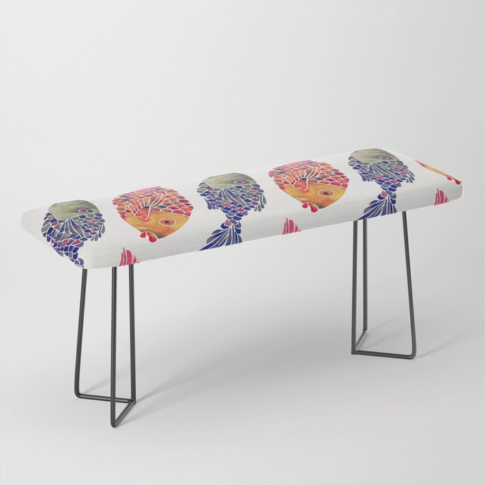 Indonesian Fish Duo - Navy & Coral Palette Bench Gallery Image 1