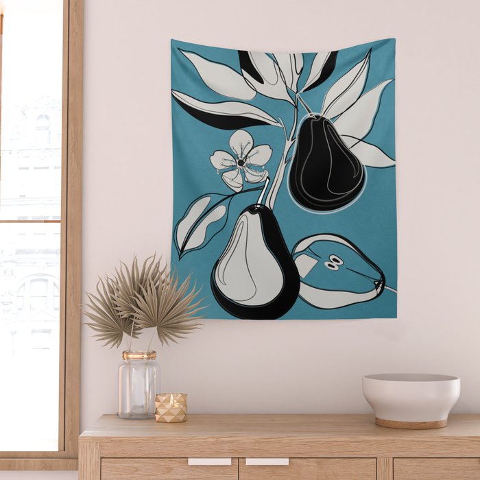Line Art Pears 1 Wall Tapestry Gallery Image 2