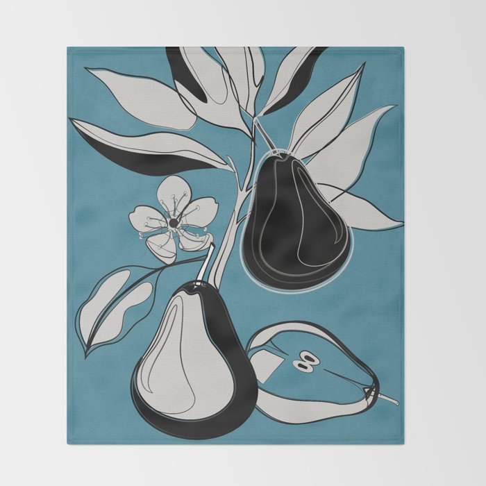 Line Art Pears 1 Throw Blanket Gallery Image 2
