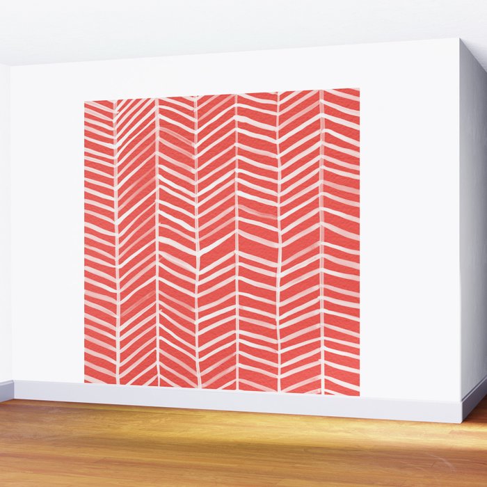 Coral Herringbone Wall Mural Gallery Image 2