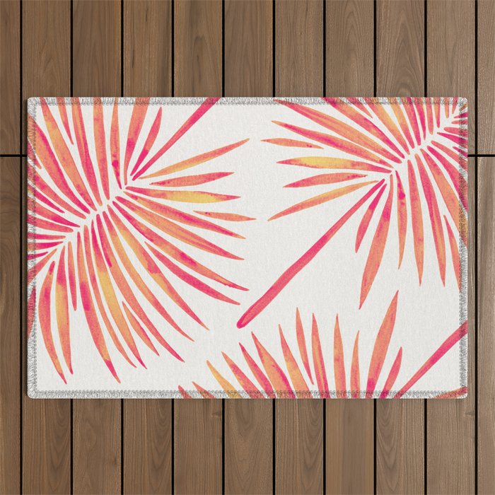 Tropical Fan Palm - Pink Palette Outdoor Rug Gallery Image 1