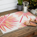 Tropical Fan Palm - Pink Palette Outdoor Rug Gallery Image 2