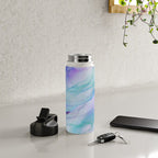 Pastel Violet Turquoise Abstract Ink Painting Water Bottle Gallery Image 4