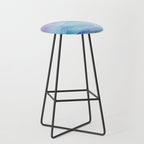 Pastel Violet Turquoise Abstract Ink Painting Stool Gallery Image 1