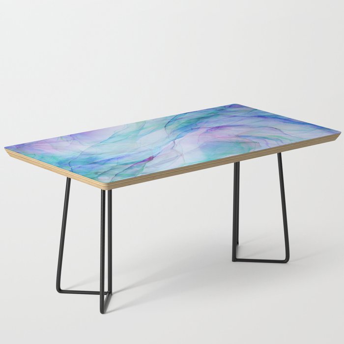 Pastel Violet Turquoise Abstract Ink Painting Coffee Table Gallery Image 1