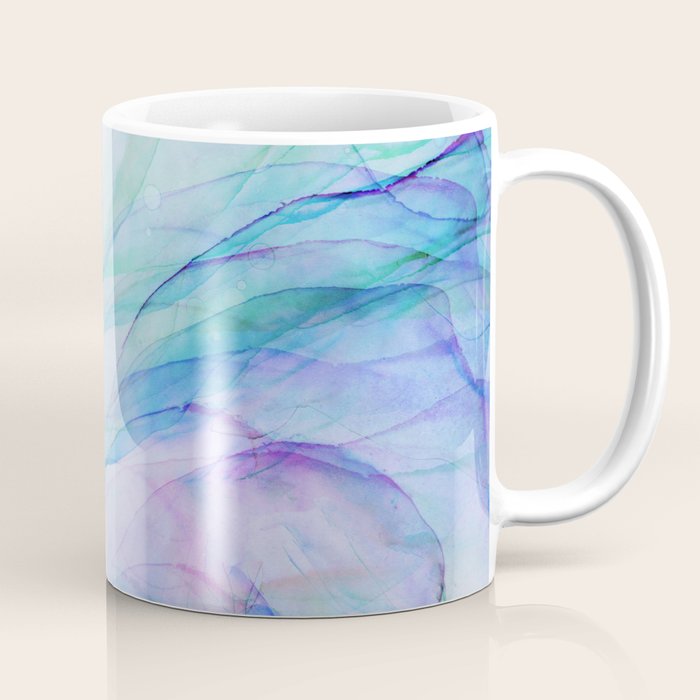 Pastel Violet Turquoise Abstract Ink Painting Coffee Mug Gallery Image 1