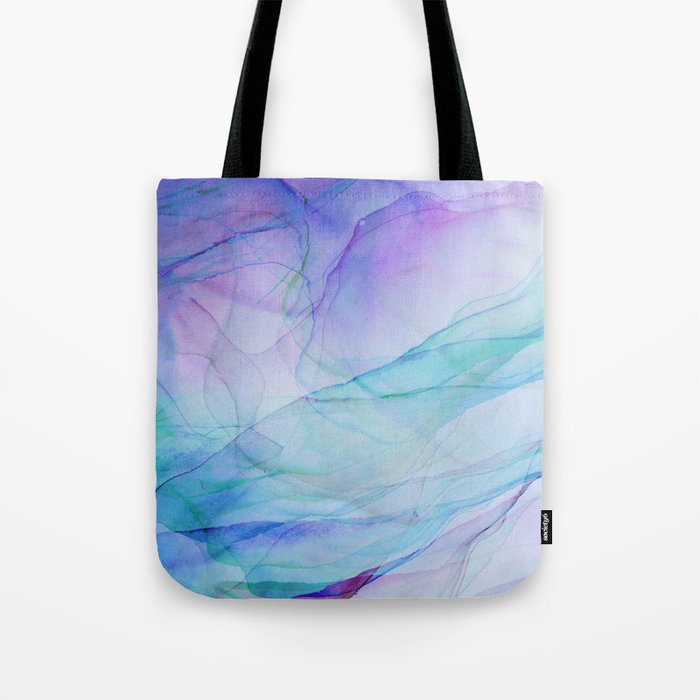 Pastel Violet Turquoise Abstract Ink Painting Tote Bag Gallery Image 1