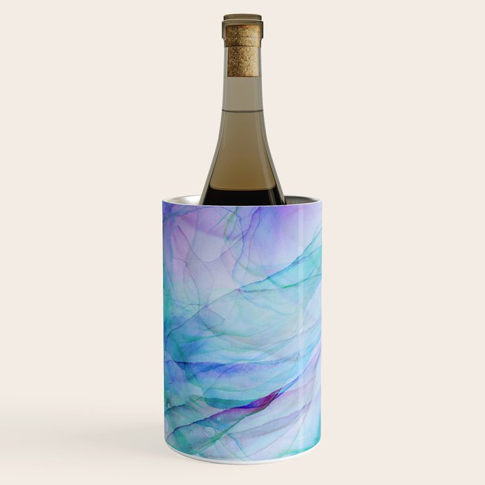 Pastel Violet Turquoise Abstract Ink Painting Wine Chiller Gallery Image 2