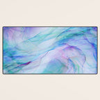 Pastel Violet Turquoise Abstract Ink Painting Desk Mat Gallery Image 3