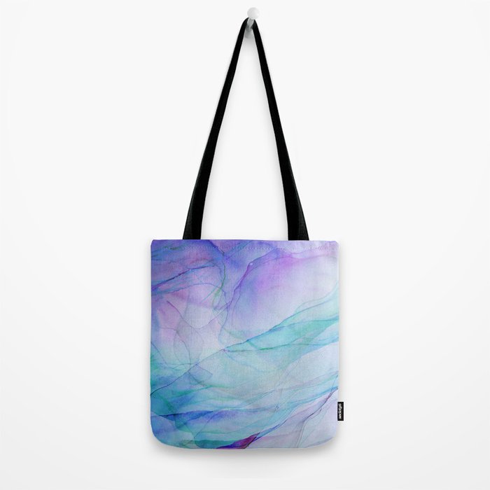 Pastel Violet Turquoise Abstract Ink Painting Tote Bag Gallery Image 2