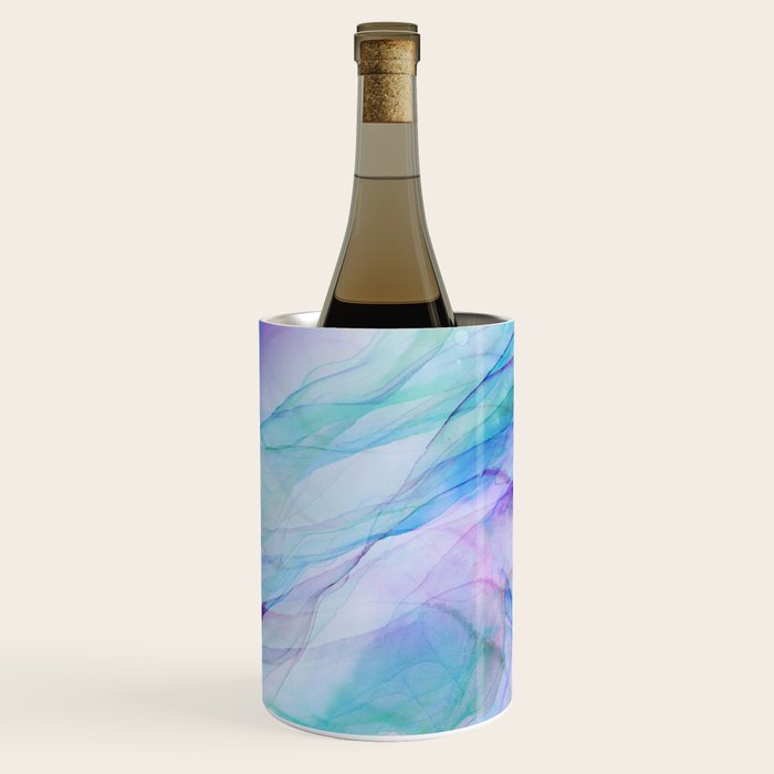 Pastel Violet Turquoise Abstract Ink Painting Wine Chiller Gallery Image 1