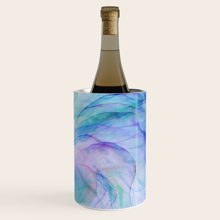 Pastel Violet Turquoise Abstract Ink Painting Wine Chiller Gallery Image 3