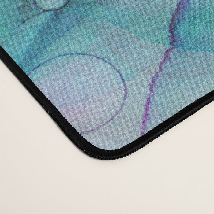 Pastel Violet Turquoise Abstract Ink Painting Desk Mat Gallery Image 4