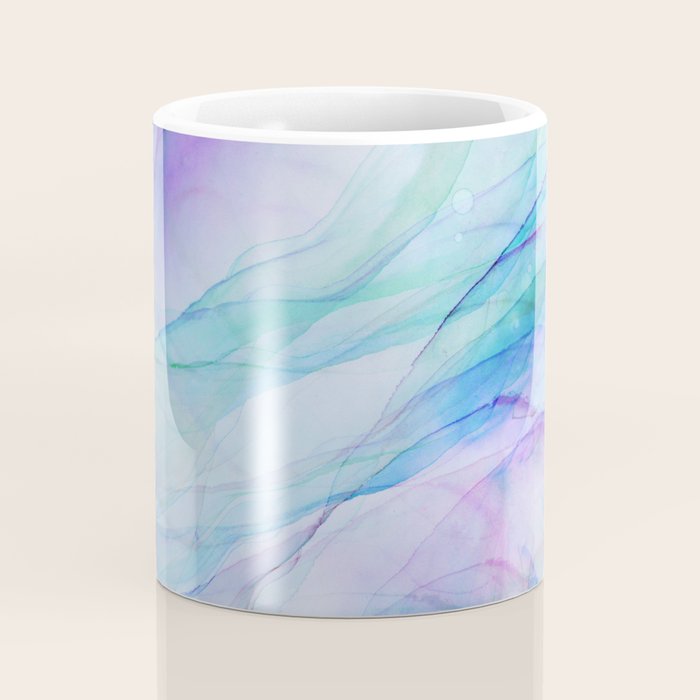 Pastel Violet Turquoise Abstract Ink Painting Coffee Mug Gallery Image 4
