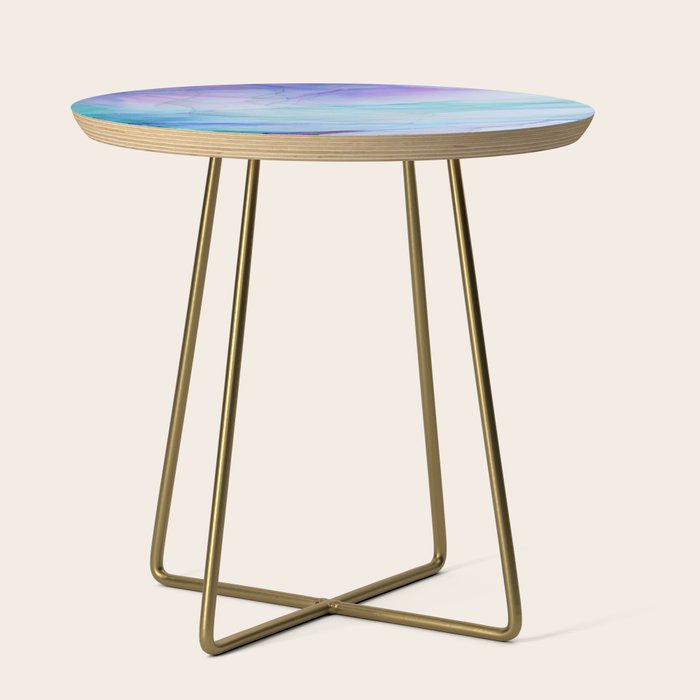 Pastel Violet Turquoise Abstract Ink Painting Side Table Gallery Image 1