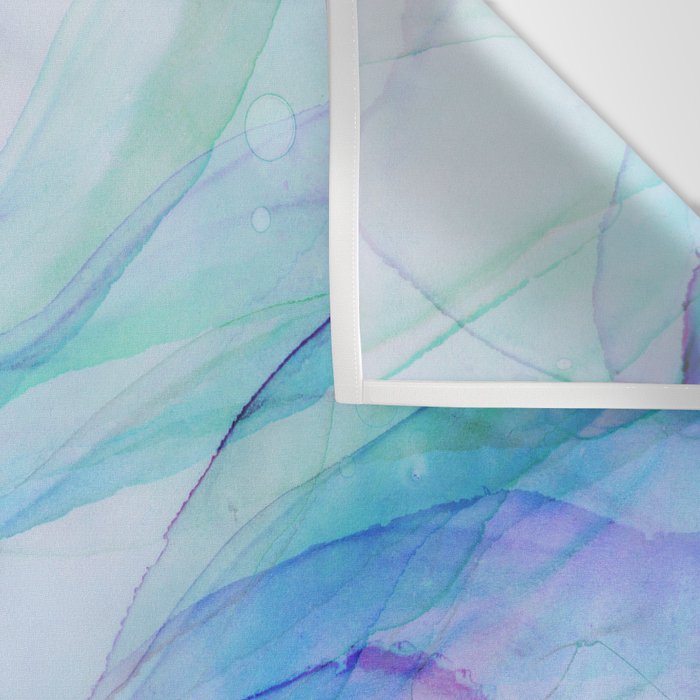 Pastel Violet Turquoise Abstract Ink Painting Wall Tapestry Gallery Image 3