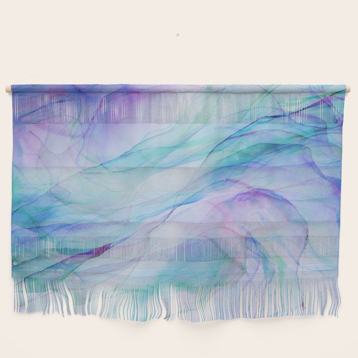 Pastel Violet Turquoise Abstract Ink Painting Wall Hanging Gallery Image 1