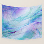 Pastel Violet Turquoise Abstract Ink Painting Wall Tapestry Gallery Image 4