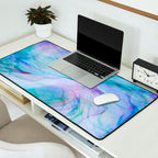 Pastel Violet Turquoise Abstract Ink Painting Desk Mat Gallery Image 2