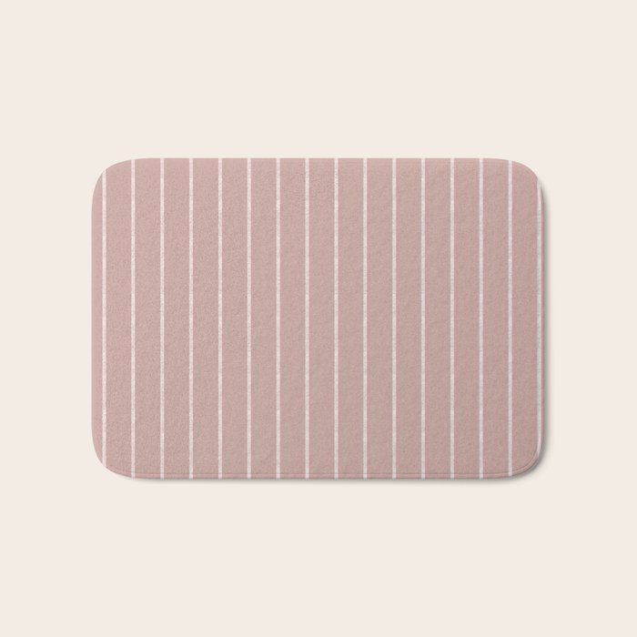 Modern Boho Serenity Stripes Mauve Bath Mat Gallery Image 1