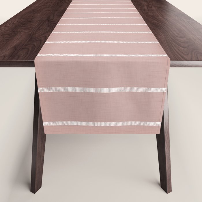 Modern Boho Serenity Stripes Mauve Table Runner Gallery Image 1