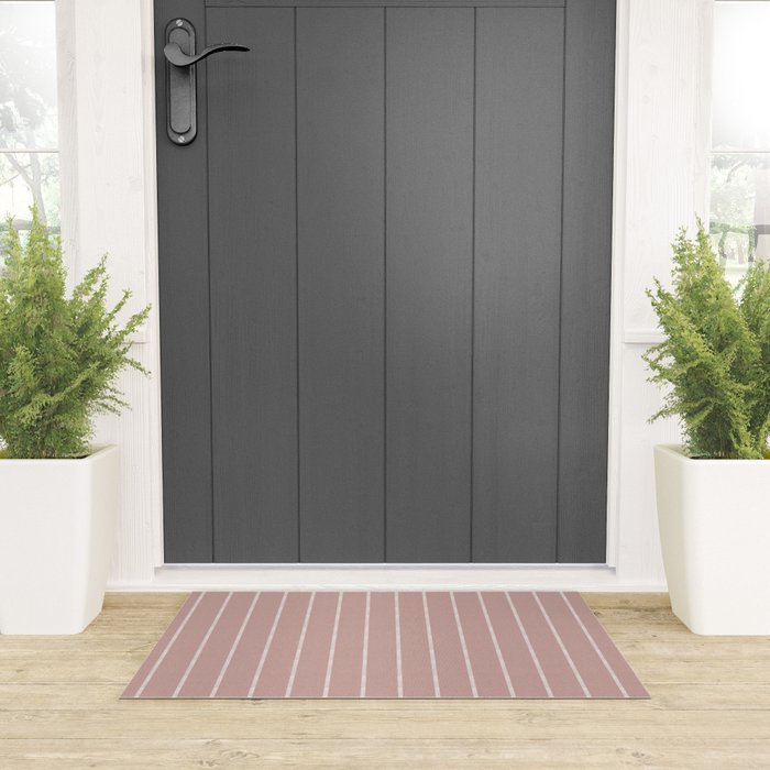 Modern Boho Serenity Stripes Mauve Welcome Mat Gallery Image 3