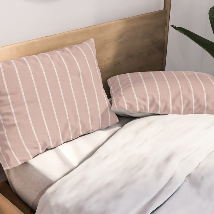 Modern Boho Serenity Stripes Mauve Pillow Sham Gallery Image 2