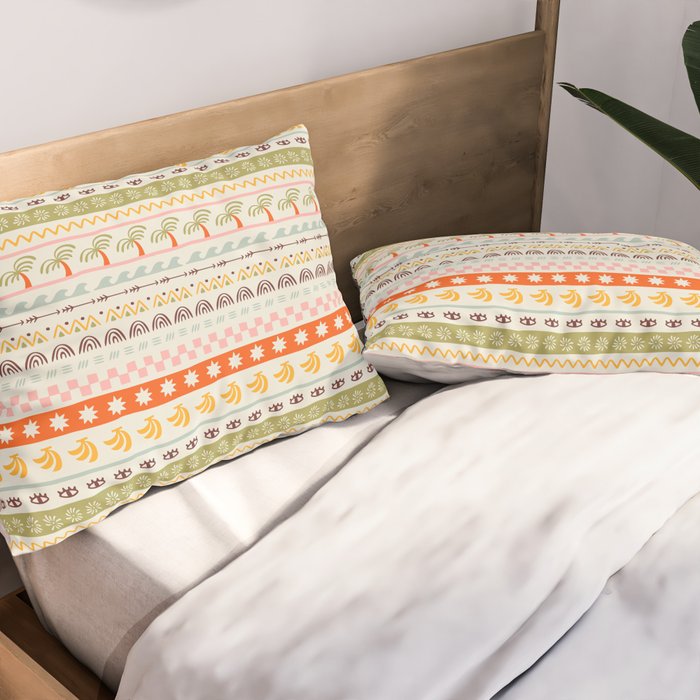 Vintage tropical summer nature art pattern Pillow Sham Gallery Image 2