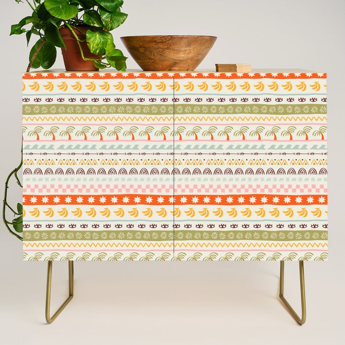 Vintage tropical summer nature art pattern Credenza Gallery Image 1