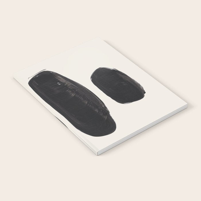 Mid Century Modern Minimalist Abstract Art Brush Strokes Black & White Ink Art Tribal Pebbles Notebook Gallery Image 2