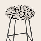 Black and White Retro Floral 2 Stool Gallery Image 2