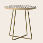 Black and White Retro Floral 2 Side Table Gallery Image 1