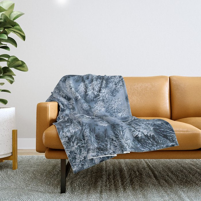 Winter Pine Forest Throw Blanket Gallery Image 1