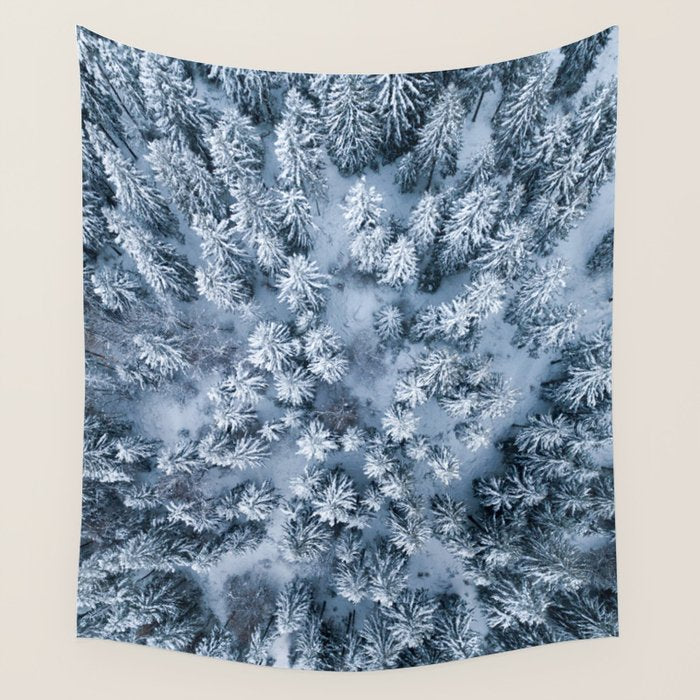 Winter Pine Forest Wall Tapestry Gallery Image 1