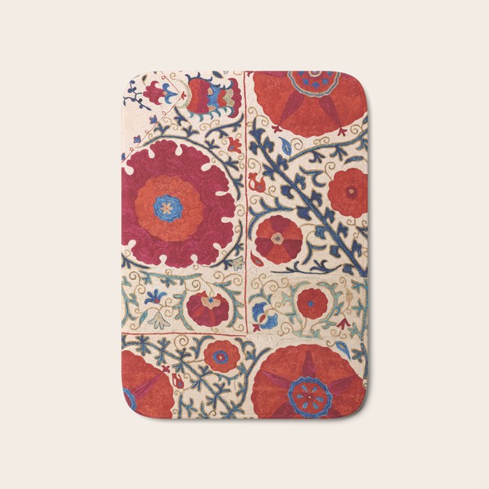 Bokhara Suzani Uzbekistan Floral Print Bath Mat Gallery Image 1